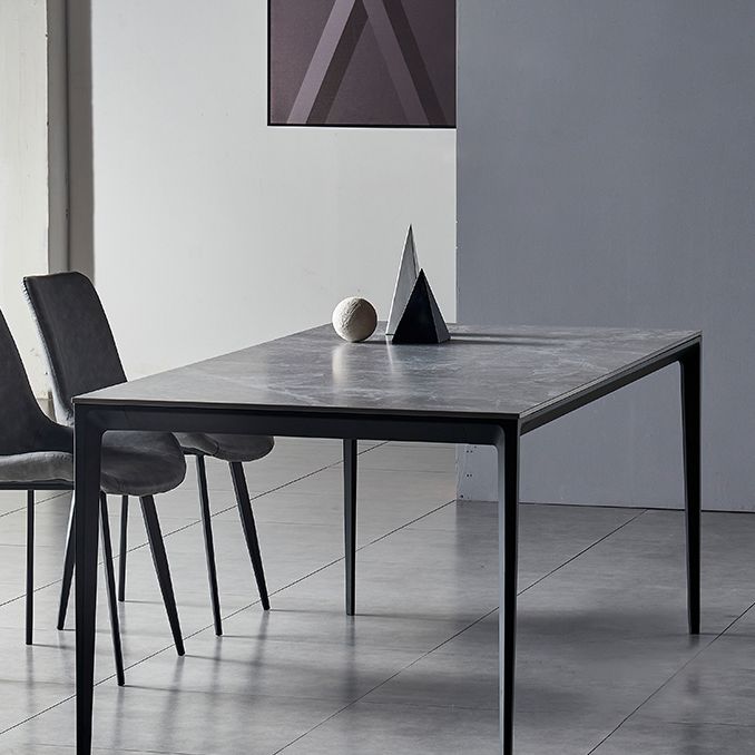 Industrial Style Sintered Stone Dining Table Aviation Aluminum Base Rectangle Table for Home Clearhalo ' dining_table' 'Dining Tables & Seating' 'Dining Tables' 'Furniture' 'furniture_dining_table' 'Kitchen & Dining Furniture' 'kitchen&dining_furn' 'kitchen' 'kitchen_dining_table' 1200x1200_fbc8d692-edd3-4ba6-8c4d-fe6e2a039599