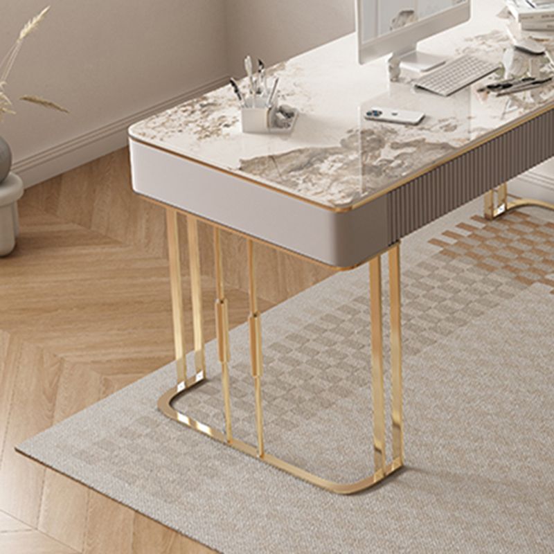 Tavolo da lavoro a forma di rettangolare banchi di scrittura in pietra in bianco