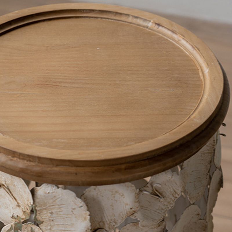 French Country Solid Wood Coffee Table Round Distressed Cocktail Table