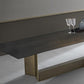 Mesa de comedor rectangular de piedra sinterizada, muebles modernos con base de acero para el hogar