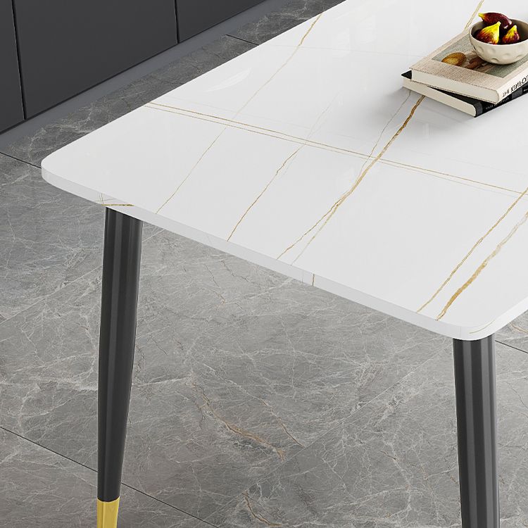 Industrial Kitchen Sintered Stone Top Dining Table Rectangle Dining Table with 4 Legs Base Clearhalo ' dining_table' 'Dining Tables & Seating' 'Dining Tables' 'furn' 'furn_dining_table' 'Furniture' 'furniture_dining_table' 'Kitchen & Dining Furniture' 'kitchen&dining_furn' 'kitchen' 'kitchen_dining_table' 1200x1200_fbcdfd32-fa12-495f-9475-eff51fe189fc