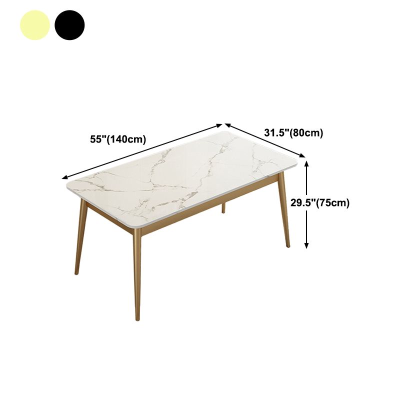 Modern White Stone Top Table Rectangle Dining Table for Kitchen Clearhalo 'Dining Tables & Seating' 'Dining Tables' 'dining_table' 'furn' 'furn_dining_table' 'Furniture' 'Kitchen & Dining Furniture' 1200x1200_fbce9d09-c975-4587-8457-711efe8d5973