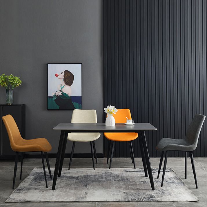 Home Contemporary Arm Chair Solid Back Metal Upholstered Dining Room Chair (Set of 4) Clearhalo ' kitchen&dining_furn' 'Dining Chairs' 'Dining Tables & Seating' 'dining_chair' 'furn' 'furn_dining_chair' 'Furniture' 'furniture_dining_chair' 'Kitchen & Dining Furniture' 'kitchen' 1200x1200_fbced1f4-3ef8-4ab2-9242-91df2da6b123