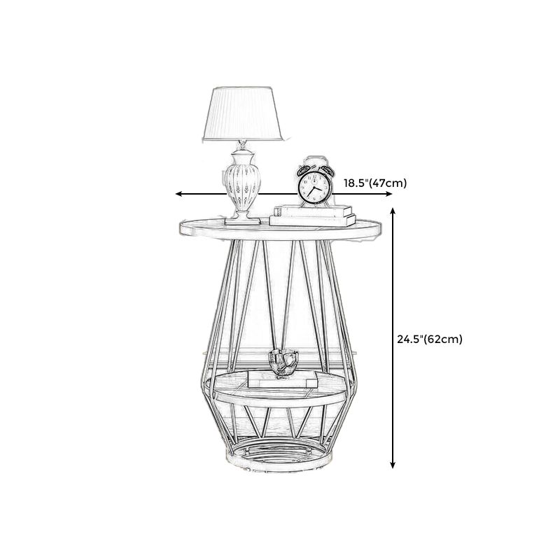 Modern Round Side Table 24.4-inch Gold/Black Metal Frame End Table Clearhalo 'Coffee & Accent Tables' 'End & Side Tables' 'end_side_tables' 'furn' 'furn_end_side_tables' 'Furniture' 'Living Room Furniture' 1200x1200_fbcfda4f-25ff-46f9-b7ff-c50b736fdc1f