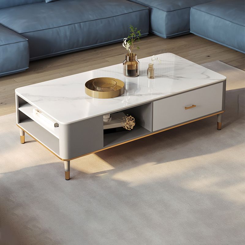 Glam 4-beiniger Couchtisch aus Schiefer, rechteckiges Couchtisch-Set für Zuhause