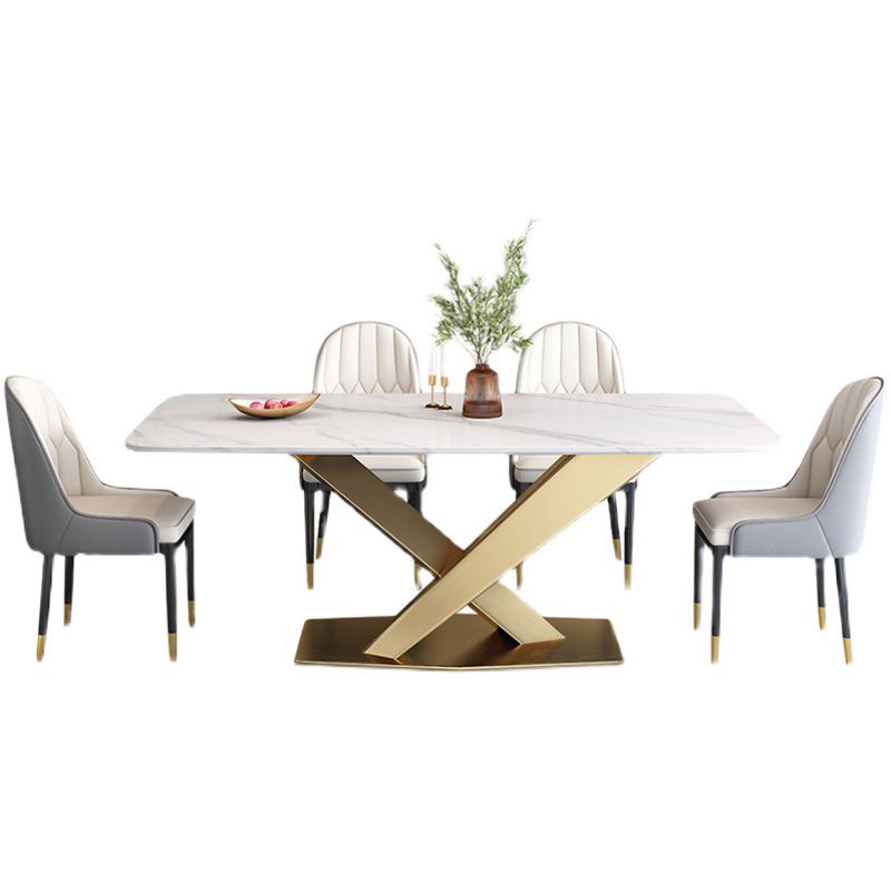 Glam Style Dinner Table Rectangle Stone Dining Room Table for Home Clearhalo 'Dining Tables & Seating' 'Dining Tables' 'dining_table' 'furn' 'furn_dining_table' 'Furniture' 'Kitchen & Dining Furniture' 1200x1200_fbd2e351-124d-4077-a1b9-b3673f126ede