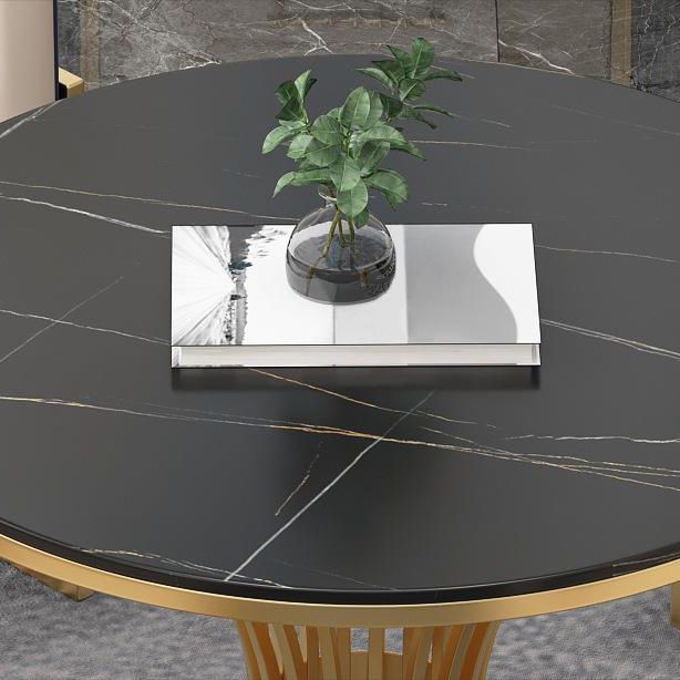 Matte Finish Stone Top Dinette Table for Home Traditional Luxury Round Dining Table Clearhalo 'Dining Tables & Seating' 'Dining Tables' 'dining_table' 'furn' 'furn_dining_table' 'Furniture' 'Kitchen & Dining Furniture' 1200x1200_fbd544fc-621d-4211-9f7d-e3e7e6952b2d