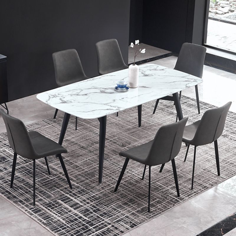 Modern Style Sintered Stone Rectangle Table Set 1/2/5/7 Pieces Dining Set Clearhalo 'Dining Room Sets' 'Dining Tables & Seating' 'dining_room_set' 'furn' 'furn_dining_room_set' 'Furniture' 'Kitchen & Dining Furniture' 1200x1200_fbd647dd-7d57-4118-aed1-ff8301d1265c