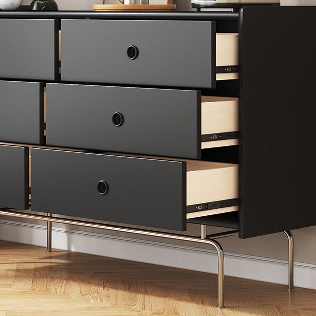 Contemporary Horizontal Double Dresser Black/Gray Dresser with Storage for Home Clearhalo 'Bedroom Furniture' 'Dressers & Chests' 'dressers_chests' 'furn' 'furn_dressers_chests' 'Furniture' 1200x1200_fbd82841-bd4b-431f-83d5-12896b1ff9e2