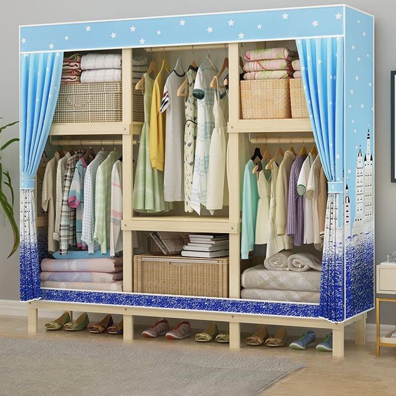 Eigentijdse stijl garderobe massief hout 1-deuren garderobe kast met stoffen staaf