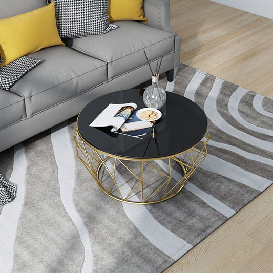 Framo tavolino moderno di cocktail semplice in vetro rotondo tavolino - 17,72 "h