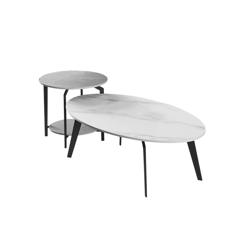 2 Nesting Slate Coffee Table Set Oval Coffee Table with Storage Clearhalo 'Coffee & Accent Tables' 'Coffee Tables' 'coffee_tables' 'furn' 'furn_coffee_tables' 'Furniture' 'Living Room Furniture' 1200x1200_fbdaaf59-2439-466d-8935-4fe3fa3d20b8