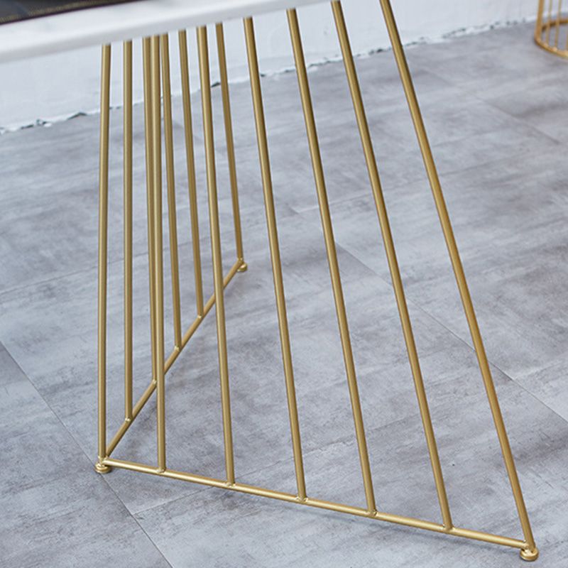 Rectangle Double Pedestal Dining Table Glam Faux Marble Table for Kitchen Clearhalo 'Dining Tables & Seating' 'Dining Tables' 'dining_table' 'furn' 'furn_dining_table' 'Furniture' 'Kitchen & Dining Furniture' 1200x1200_fbdd7073-e73a-4182-81b8-b6dde4f134d0