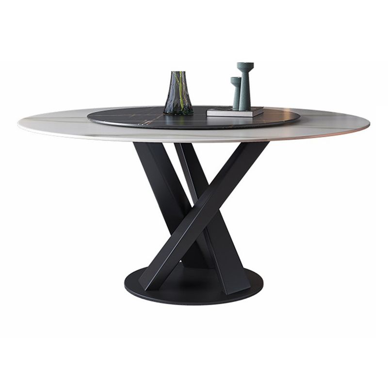 Contemporary Sintered Stone Round Dining Table Kitchen Standard Dining Table with Pedestal Base Clearhalo ' dining_table' 'Dining Tables & Seating' 'Dining Tables' 'furn' 'furn_dining_table' 'Furniture' 'furniture_dining_table' 'Kitchen & Dining Furniture' 'kitchen&dining_furn' 'kitchen' 'kitchen_dining_table' 1200x1200_fbdd9251-8355-4a91-86e9-45f9b993a754