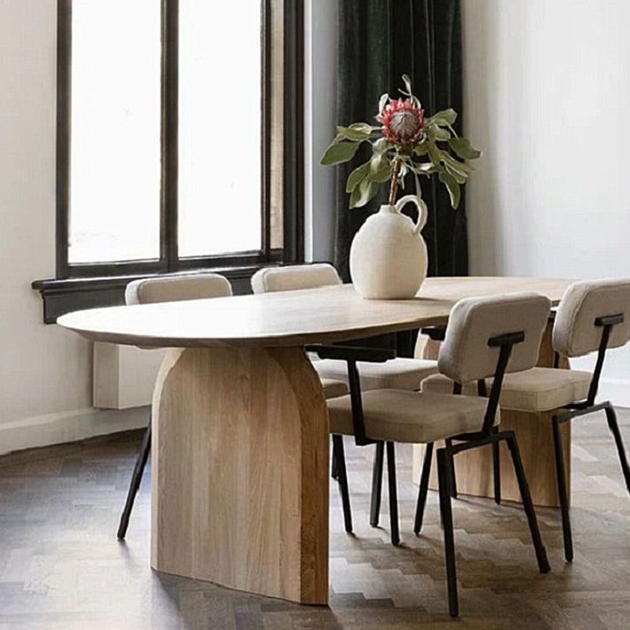 Oval Solid Wood Brown Tone Dining Table Simplicity Double Pedestal Table for Dining Room Clearhalo ' dining_table' 'Dining Tables & Seating' 'Dining Tables' 'furn' 'furn_dining_table' 'Furniture' 'furniture_dining_table' 'Kitchen & Dining Furniture' 'kitchen&dining_furn' 'kitchen' 'kitchen_dining_table' 1200x1200_fbde4ff4-1266-4951-b0ee-81ce72a61057