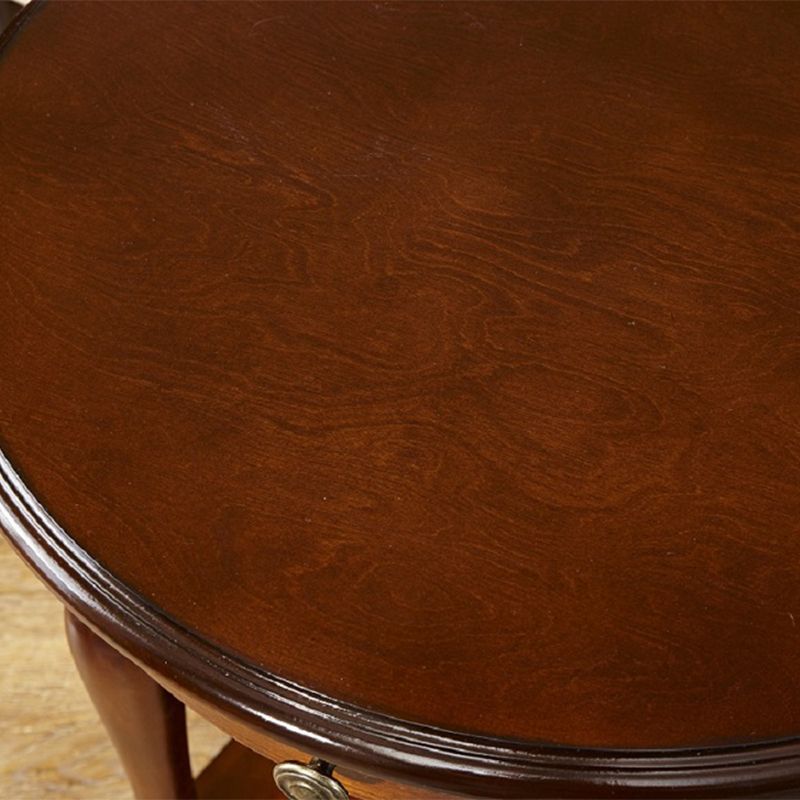 Traditional 24..4" Tall End Table in Brown Solid Wood Round Side Table with Shelf Clearhalo 'Coffee & Accent Tables' 'End & Side Tables' 'end_side_tables' 'furn' 'furn_end_side_tables' 'Furniture' 'Living Room Furniture' 1200x1200_fbdf2e59-1132-4efe-8ffe-5924863b80a2