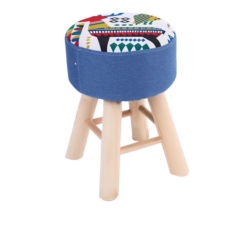 Wool Frame Pouf Stool Contrast Color Round Upholstered Fade Resistant Linen Blend Pouf Clearhalo 'furn' 'furn_ottomans_poufs' 'Furniture' 'Living Room Furniture' 'Ottomans & Poufs' 'ottomans_poufs' 1200x1200_fbe1121b-810c-47ac-a0eb-1188e5af606c