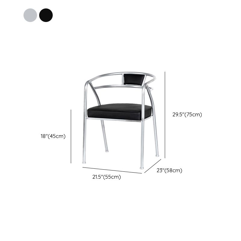 Industrial Metal Frame Dining Chair Upholstered Faux Leather Dining Arm Chair Clearhalo 'Dining Chairs' 'Dining Tables & Seating' 'dining_chair' 'furn' 'furn_dining_chair' 'Furniture' 'Kitchen & Dining Furniture' 1200x1200_fbe18cce-6146-4b18-91f1-ae6997086834