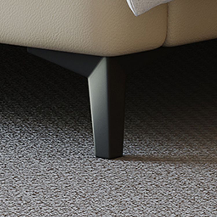 金属製の脚のある現代の本物の革のベッドフレームベージュ標準ベッド