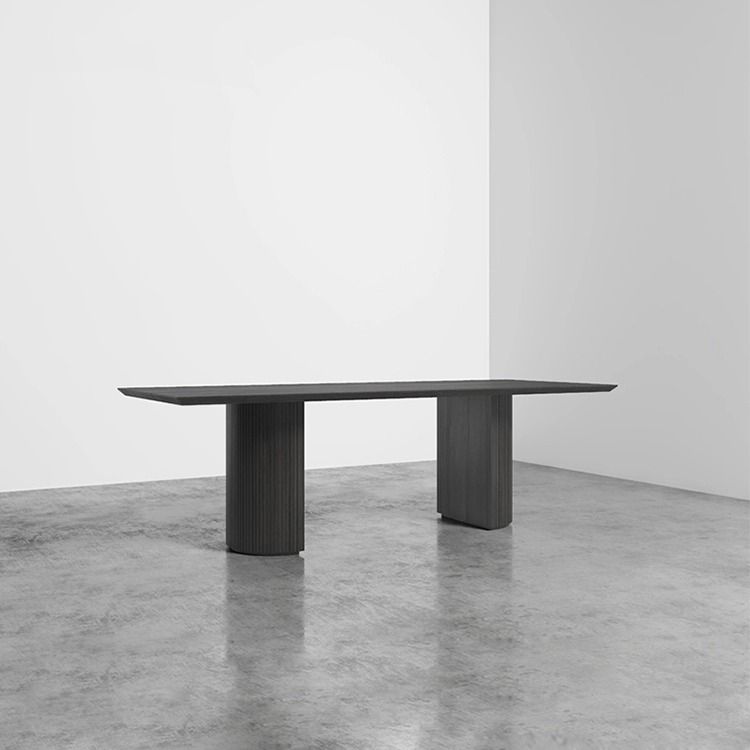 Modern Pine Wood Table for Restaurant Black Dining Table with Double Pedestal Clearhalo ' dining_table' 'Dining Tables & Seating' 'Dining Tables' 'furn' 'furn_dining_table' 'Furniture' 'furniture_dining_table' 'Kitchen & Dining Furniture' 'kitchen&dining_furn' 'kitchen' 'kitchen_dining_table' 1200x1200_fbe3b344-7d9f-42fc-bb70-562a7d809572