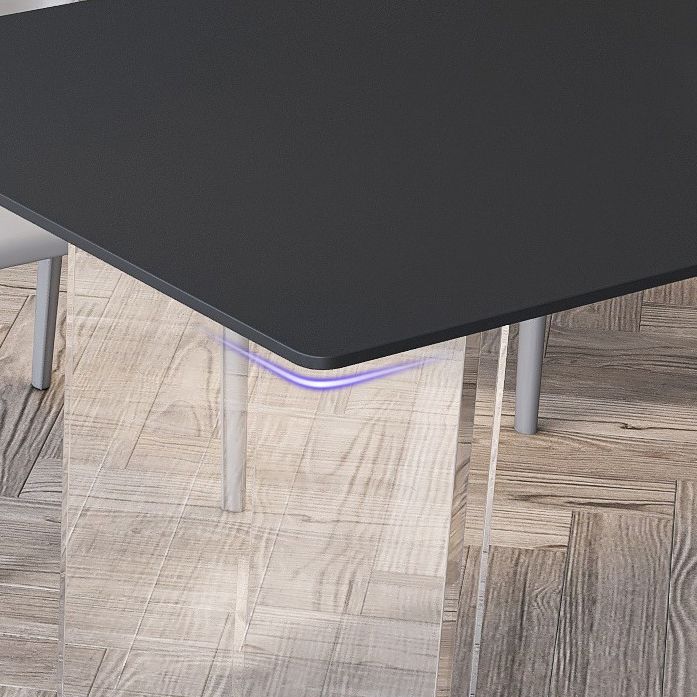 Rectangular Stone White-gray Dining Table Modern Furniture with Acrylic Double Pedestal