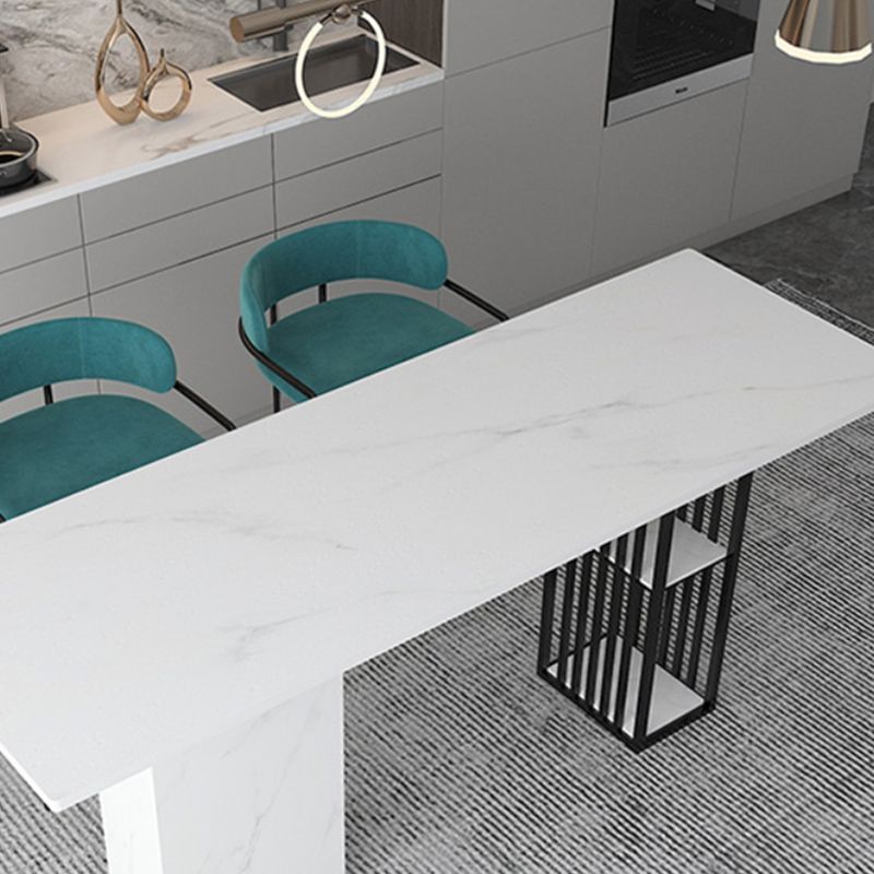Stone Bar Dining Table Modern Rectangle Bar Table with Double Pedestal for Kitchen Clearhalo 'Bar Furniture' 'Bar Tables' 'bar_tables' 'furn' 'furn_bar_tables' 'Furniture' 'furniture_bar_tables' 'Kitchen & Dining Furniture' 1200x1200_fbe865a6-e489-40fd-9e90-b75ce1426cd6