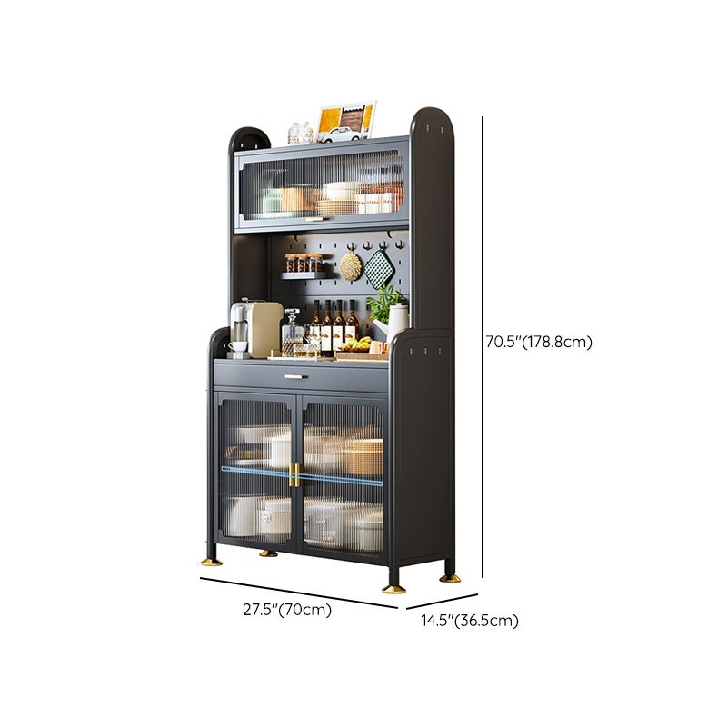 Porte di vetro a scaffalatura regolabile armadio nero cucina nera