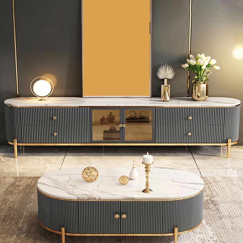 Glam Stone Media Console 4 Drawers TV Stand Console with Doors Clearhalo 'furn' 'furn_tv_stands_entertainment_centers' 'Furniture' 'Living Room Furniture' 'TV Stands & Entertainment Centers' 'TV Stands & Media Storage Furniture' 'tv_stands_entertainment_centers' 1200x1200_fbe9663e-9ed4-4b18-bbd2-5c2c34161601