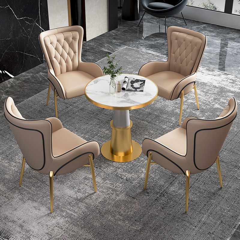 Glam 1/5 Pieces Dining Set Sintered Stone Dining Table Set for Home Use Clearhalo 'Dining Room Sets' 'Dining Tables & Seating' 'dining_room_set' 'furn' 'furn_dining_room_set' 'Furniture' 'furniture_dining_room_set' 'Kitchen & Dining Furniture' 'kitchen&dining_furn' 'kitchen' 1200x1200_fbea5c6e-455e-44b2-97a7-aa5026138fb9