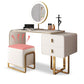 2-Drawer Glam Makeup Vanity Set Faux Leather Vanity Dressing Table