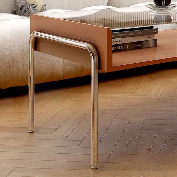 Contemporary Glass Top Coffee Table in Rectangle with 1 Shelf and 4 Legs