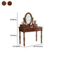 Traditional Solid Wood Vanity Dressing Table With Drawer, Brown Makeup Counter