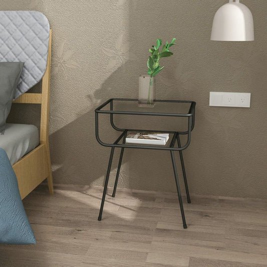 Mesa de acento de vidrio contemporáneo Nightsand de 23.6 "Cama de altura Nightsand