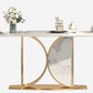 Glam Rectangle Table Sintered Stone Table with Metal Legs for Home