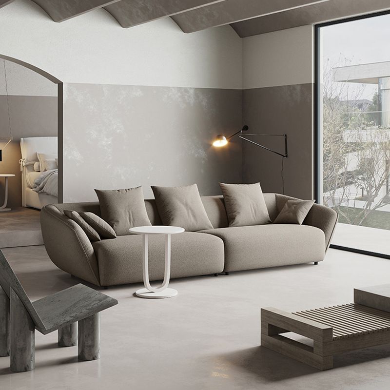 Contemporary Wool Sofa 28.35-In H Sloped Arm Seating with Pillows