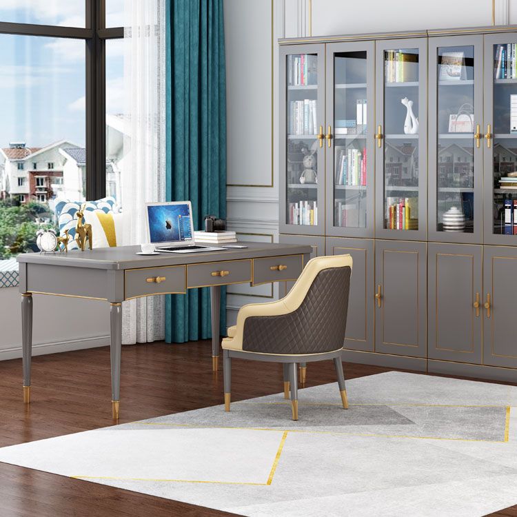 Glam -stijl Parsons schrijven bureau gebogen schrijfbureau met 3 laden