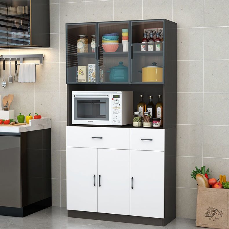 Server per la cena in stile glam ingegnerizzato in legno con archiviazione aperta