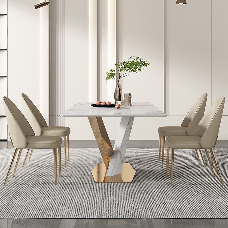 Nordic Sintered Stone Top Dining Set Rectangle 1/4/5/6/7/9 Pieces Dining Room Table Set