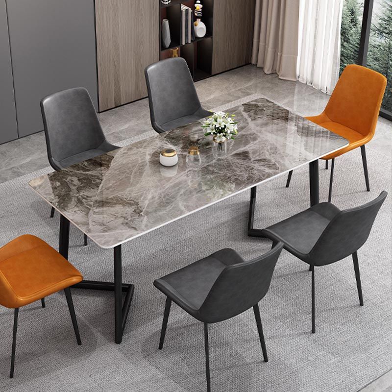 Industrial Sintered Stone Table Restaurant Rectangle Table with Double Pedestal Base Clearhalo ' dining_table' 'Dining Tables & Seating' 'Dining Tables' 'furn' 'furn_dining_table' 'Furniture' 'furniture_dining_table' 'Kitchen & Dining Furniture' 'kitchen&dining_furn' 'kitchen' 'kitchen_dining_table' 1200x1200_fbf60750-5978-461b-b244-2cbd49636920