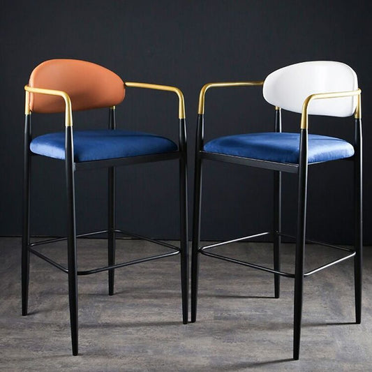 Contemporary Metal Bar Stools Indoor Barstool with Metal Legs and Low Back Clearhalo 'Bar Furniture' 'Bar Stools' 'bar_stools' 'furn' 'furn_bar_stools' 'furniture_bar_stools' 'Kitchen & Dining Furniture' 'kitchen&dining_furn' 'kitchen' 'kitchen_furn' Furniture' 1200x1200_fbfc596f-476c-4006-821f-857eac5c6a1a