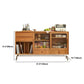 Tavolo di sideboard in legno massiccio mensole regolabili naturali credenza con porta di vetro