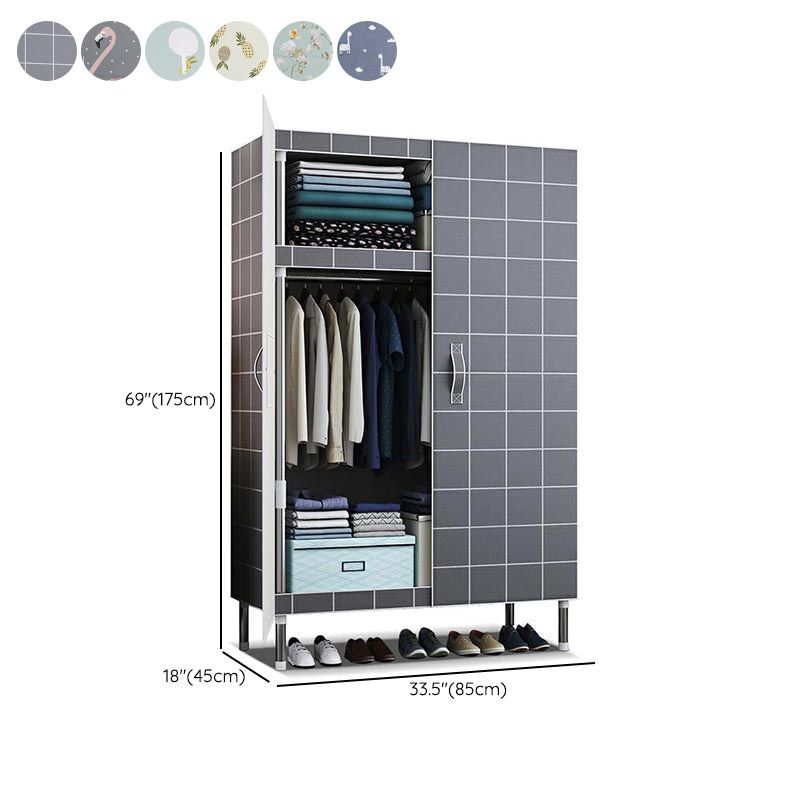 Cloth Cabinet Steel Pipe Wardrobe Cabinet, Modern 3-door Wardrobe Armoire Clearhalo 'Armoires & Wardrobes' 'armoires_wardrobes' 'Bedroom Furniture' 'furn' 'furn_armoires_wardrobes' 'Furniture' 1200x1200_fbfd7fa8-9504-41f4-920e-01b3b36e7f50
