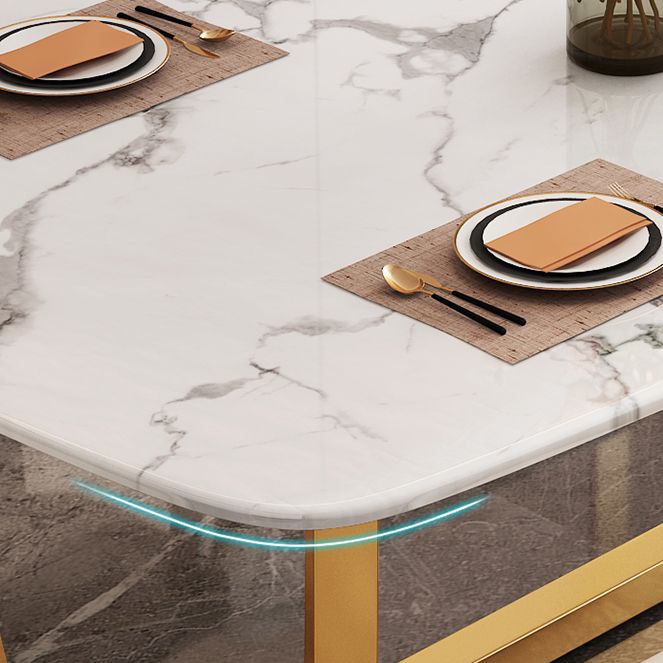 Luxury Style Home Sintered Stone Dining Table Rectangular Shape Table with Trestle Base Clearhalo ' dining_table' 'Dining Tables & Seating' 'Dining Tables' 'furn' 'furn_dining_table' 'Furniture' 'furniture_dining_table' 'Kitchen & Dining Furniture' 'kitchen&dining_furn' 'kitchen' 'kitchen_dining_table' 1200x1200_fbfd871a-284c-46d7-ad0a-92b18c5672f4