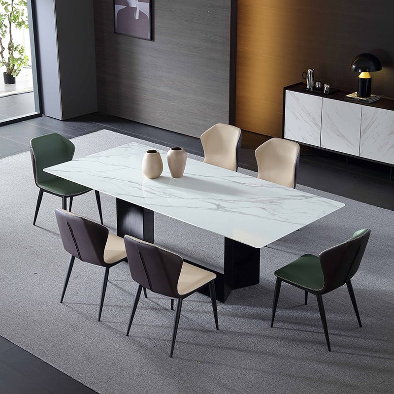Modern Dining Room Side Chairs Matte Finish Leather Curved Parsons Armless Chair Clearhalo ' kitchen&dining_furn' 'Dining Chairs' 'Dining Tables & Seating' 'dining_chair' 'furn' 'furn_dining_chair' 'Furniture' 'furniture_dining_chair' 'Kitchen & Dining Furniture' 'kitchen' 1200x1200_fbff258d-8f70-4085-8d1a-0264e83212ad
