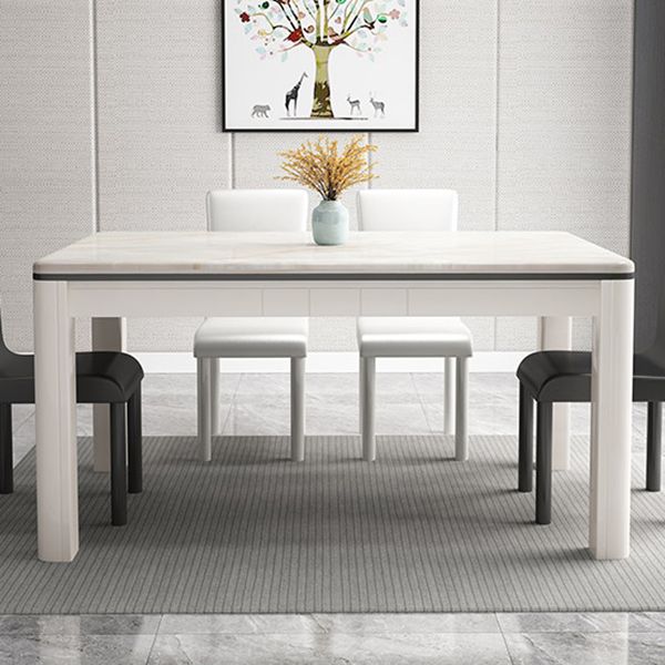 Mid-Century Home Marble Dining Table Rectangle Shape Table with 4 Legs Base Clearhalo ' dining_table' 'Dining Tables & Seating' 'Dining Tables' 'furn' 'furn_dining_table' 'Furniture' 'furniture_dining_table' 'Kitchen & Dining Furniture' 'kitchen&dining_furn' 'kitchen' 'kitchen_dining_table' 1200x1200_fbffc553-6e59-4a15-8c60-e5740c86a176