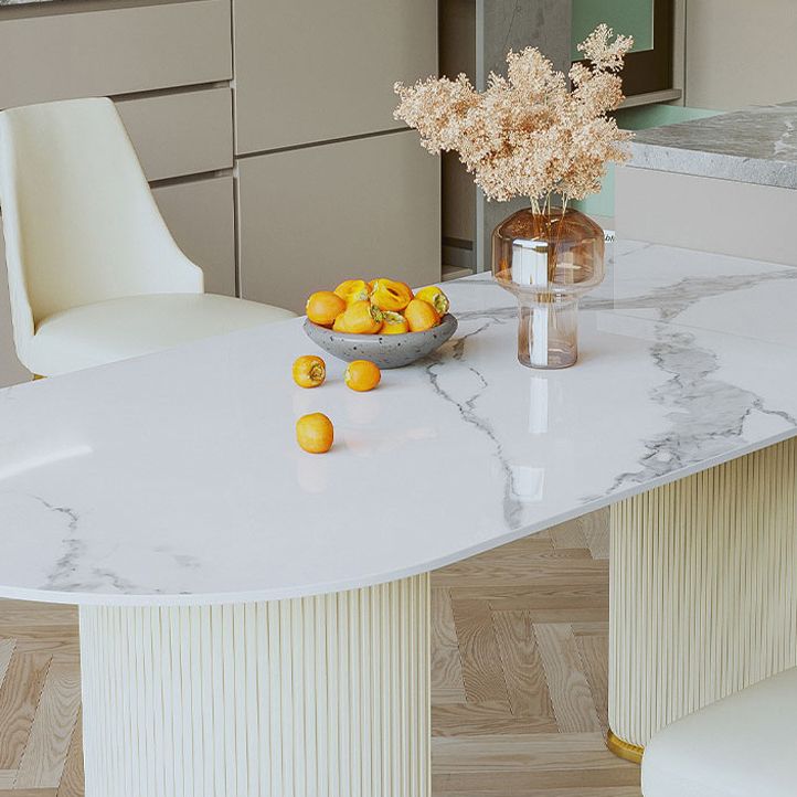 Stone Top Dining Table Modern Dining Table with Double Pedestal Base Clearhalo 'Dining Tables & Seating' 'Dining Tables' 'dining_table' 'furn' 'furn_dining_table' 'Furniture' 'Kitchen & Dining Furniture' 1200x1200_fc00db4c-0595-4053-9438-d59516956af3