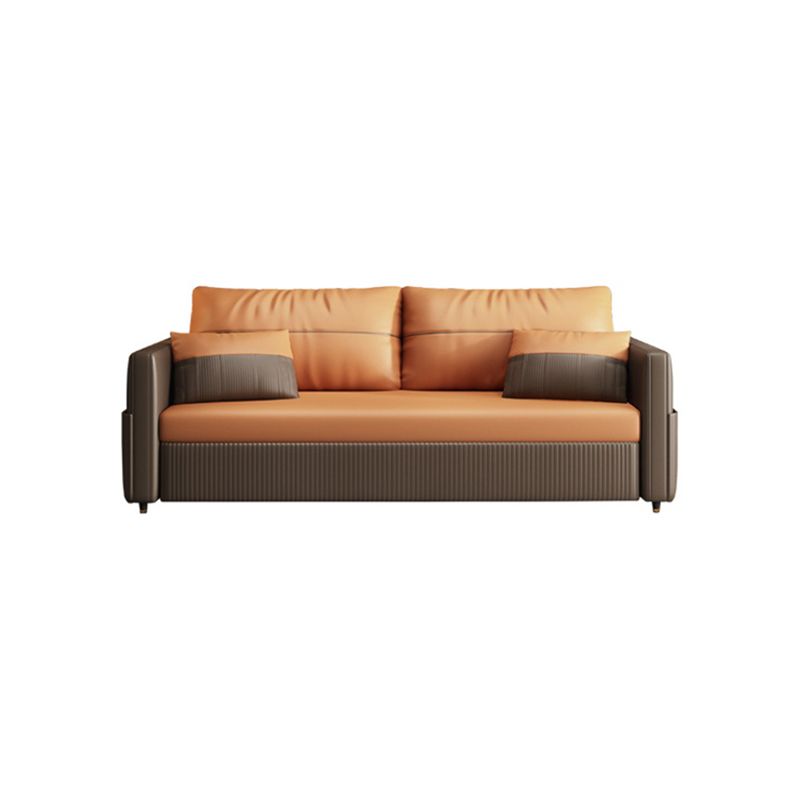 Contemporary Futon Sofa Bed with Storage Pillow Back Square Arms Sleeper Sofa Clearhalo 'furn' 'furn_futons' 'Furniture' 'Futons & Daybeds' 'Futons' 'Living Room Furniture' 1200x1200_fc05124a-2633-4524-8ead-d948d44af79c