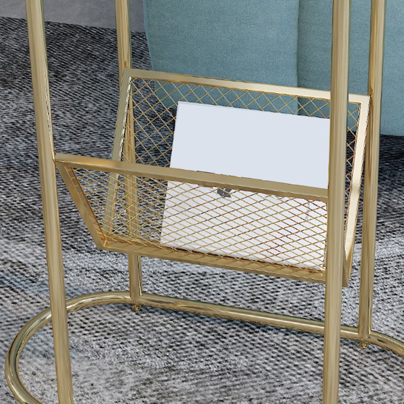 24.8" Tall Iron Frame Base End Table Oval Slate Top Side Table with Magazine Holder Clearhalo 'Coffee & Accent Tables' 'End & Side Tables' 'end_side_tables' 'furn' 'furn_end_side_tables' 'Furniture' 'Living Room Furniture' 1200x1200_fc07388b-b2d5-4294-a2b2-806490141f47