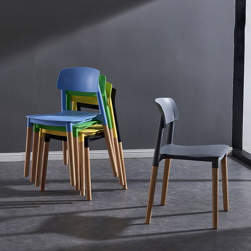 Modern Square Open Back Dining Chair Plastic Stackable Side Dining Chairs for Kitchen Clearhalo ' kitchen&dining_furn' 'Dining Chairs' 'Dining Tables & Seating' 'dining_chair' 'furn' 'furn_dining_chair' 'Furniture' 'furniture_dining_chair' 'Kitchen & Dining Furniture' 'kitchen' 1200x1200_fc089735-59ed-4985-ab2a-3b4e8ad30dd0