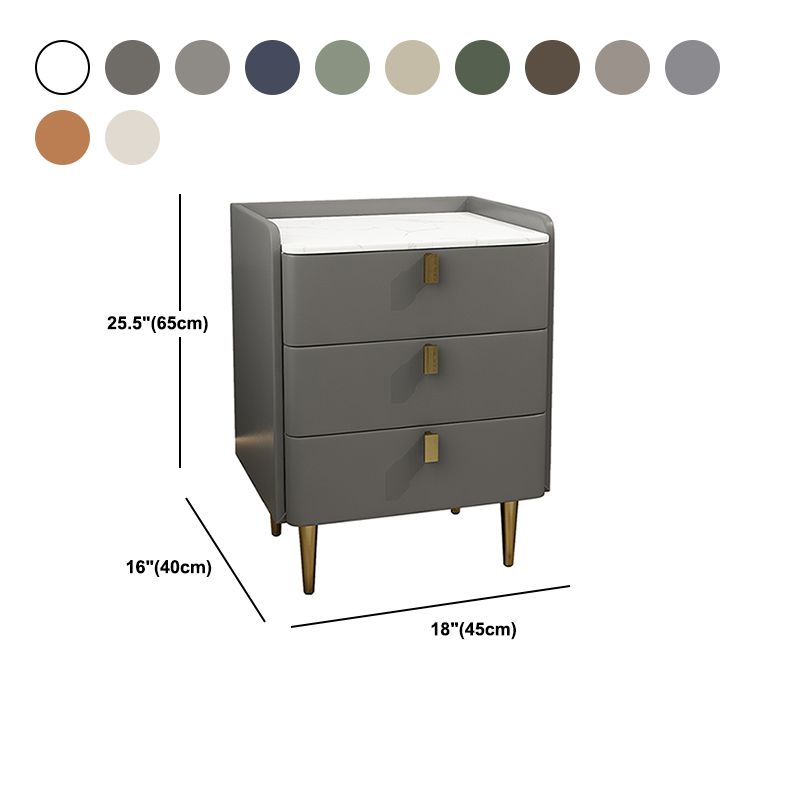 Faux Leder Nachttisch modern 3 - Schubladen Nachttisch mit Steinoberteil